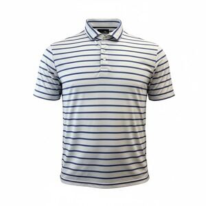 RLX Ralph Lauren Men's Golf Polo Shirt White Blue Stripe Performance SS Size 2XL